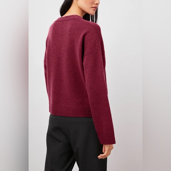 Rails Lindi Wool Cashmere Front Pocket Cardigan Sweater Size Large NWT Magenta - Picture 4 of 7